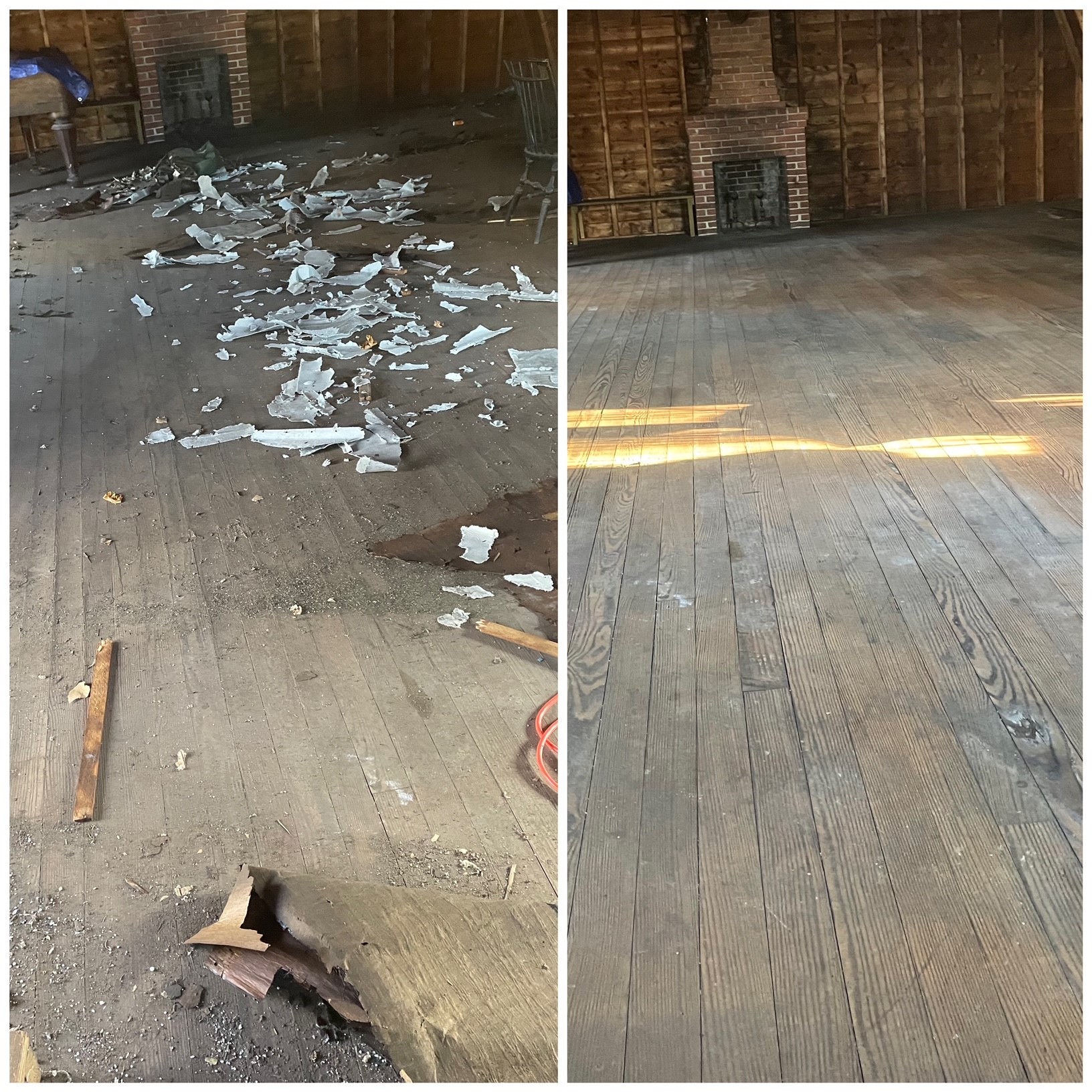 Dirty and clean floor comparison